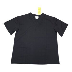 Natural Uniforms XS Black Scrub Top B101 Cotton Polyester Unisex Shirt